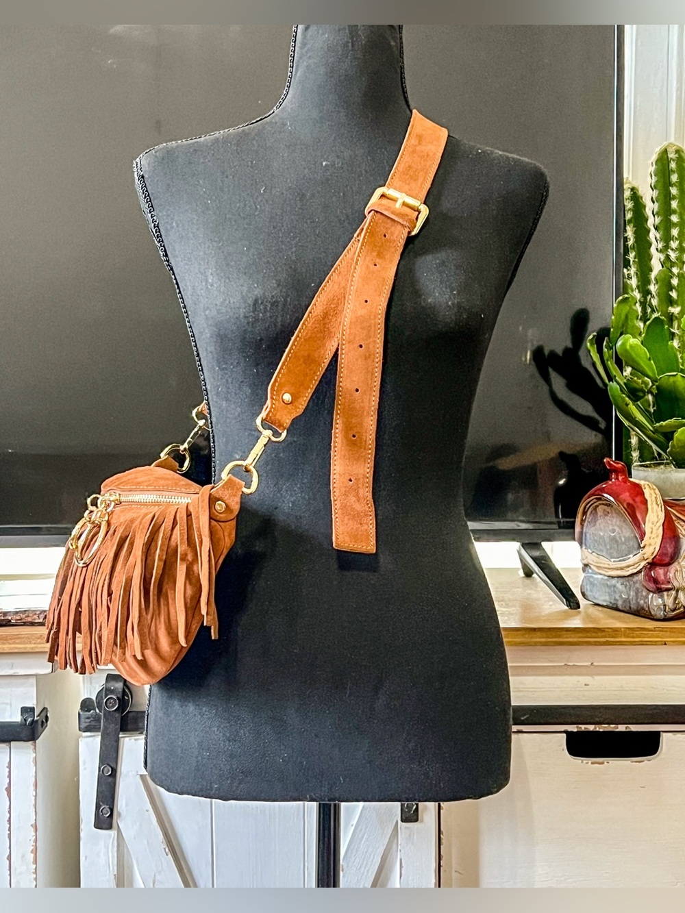 Genuine Suede Fringe Fanny Pack